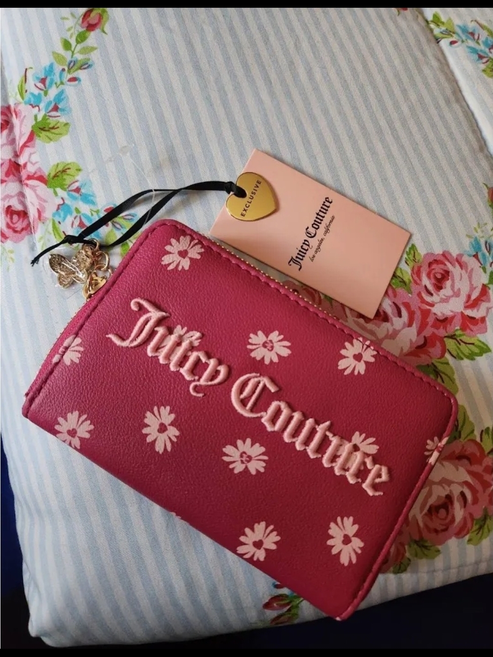 Juicy Couture Pink Floral Zip Wallet - Signature Logo - Picture 3 of 5